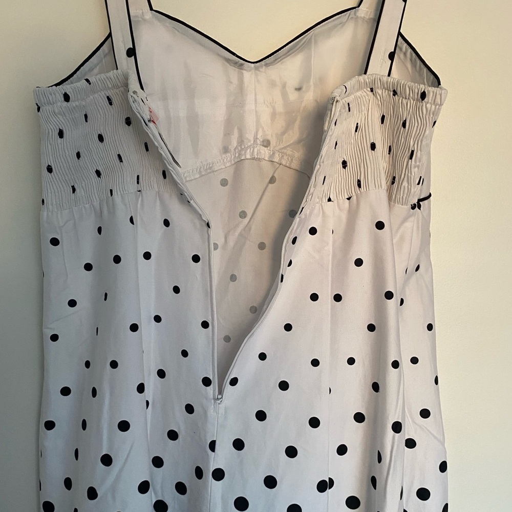 R & K‎ Polka Dot Sun Dress 16W Black White Romantic Easter Paris Preppy Coastal - Picture 6 of 13